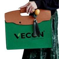 Sac à main festif en feutre non tissé Vecon à double boutonnage, écologique, avec impression personnalisée pour cadeaux promotionnels