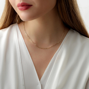 Chaîne en <span class=keywords><strong>or</strong></span> 10k, 14k et 18k, style trombone, Collier en <span class=keywords><strong>or</strong></span> pur 18k, Bijou fin unique - Product Image 4