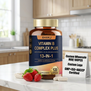Cápsulas de Complejo Vitamínico <span class=keywords><strong>B</strong></span> 13 en 1, Suplemento Orgánico de Biotina para Adultos, Energía, Inmunidad y Salud, GMP Stock OEM al por Mayor - Product Image 1