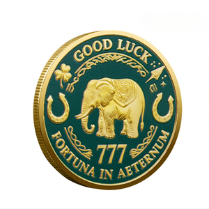 Moneda Conmemorativa LUCKY de Metal con Elefante Auspicioso 777, Insignia Conmemorativa de Trébol, Moneda de la Suerte Personalizada, Moneda de Buena Fortuna - Product Image 3