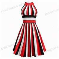Nouveau design rayé tempérament licou cou banlieue robe tricotée été décontracté sans manches Midi femmes grande taille vêtements