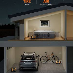 Pompe à air pour voiture à double alimentation AC/DC 110-230V/12V pour voitures, motos, vélos et ballons - Jaune/Noir - Product Image 3