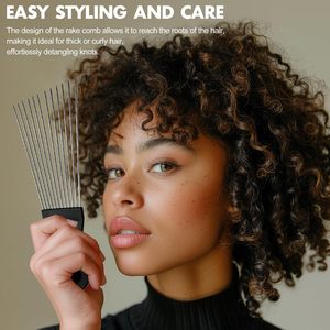 Peigne Afro en Métal de Haute Qualité avec Logo Personnalisé, Peigne à Dents Larges pour Coiffure, Peigne de Barbier pour Hommes Noirs - Product Image 5