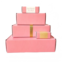 Boîte d'expédition personnalisée pour produits de beauté, emballage postal, boîte en carton ondulé rose pour cosmétiques, avec logo