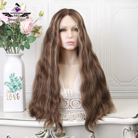 Perruques en dentelle HD de qualité 12A, cheveux humains vierges non traités, densité légère, vague naturelle, brun balayage, Alibaba