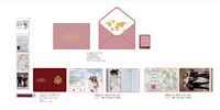 Cartes d'invitation de mariage de luxe bordeaux pour voyage à l'étranger, style passeport et carte d'embarquement de destination, avec nœud en ruban