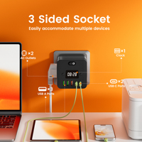 Multiprise murale personnalisable CE avec horloge, 3 prises CA, 3 ports USB, prise UE standard 16A, protection contre les surtensions pour la maison et le bureau