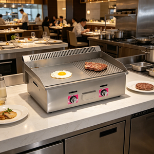 Plancha de Cocina de Acero Inoxidable con Dos Quemadores, Cocina Comercial de 2800PA SURPASS JXP‑R722, Calentamiento Rápido, Sin Humo, para Restaurante - Product Image 4