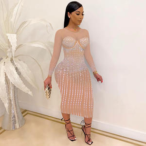 Gaun <span class=keywords><strong>Prom</strong></span> berlian imitasi anak perempuan, Gaun klab malam seksi dengan pakaian dalam - Product Image 3