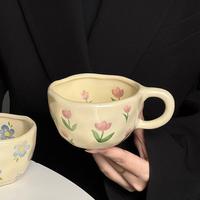 Mug en céramique JUNVOY, design floral, style social media, 200 ml, café, lait, eau, usage domestique, anniversaire, remise de diplôme, nouvelle maison