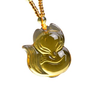 Pendentif Pixiu en citrine naturelle sculpté à la main, une pièce de monnaie, pour homme et femme, porte-bonheur, amulette en cristal jaune, collier, chaîne de pull, dropshipping - Product Image 5