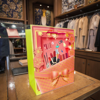 Sacs cadeaux cosmétiques pour femmes avec fenêtre, décorations florales et nœuds, avec poignées en corde, pour cadeaux d'anniversaire féminins
