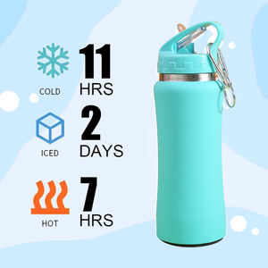 Bouteille d'eau à double paroi sous vide avec logo personnalisé bouteille de boisson sportive en acier inoxydable bouteilles d'eau isolées avec paille - Product Image 3