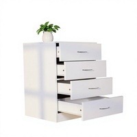 Commode moderne portable à 5 tiroirs blanche et noire avec poignée en métal inoxydable pour chambre à coucher ou salon