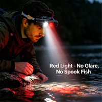 Lampe frontale LED puissante de 950 lumens, double lumière blanche et rouge, étanche, légère, rechargeable, pour le camping, la chasse, la pêche