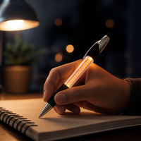Stylo à bille personnalisé avec logo, lumière LED en cristal, pointe rotative 1,0 mm, stylo multifonction, promotionnel