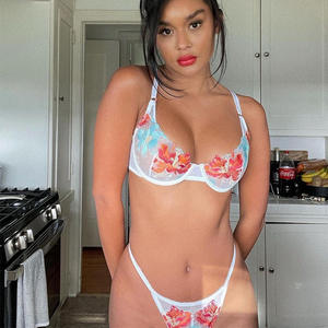 Новинка, женское модное нижнее белье с вышивкой на косточках, комплект из 2 предметов, сексуальное нижнее белье - Product Image 1