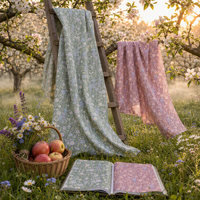 Tissu en coton 100% imprimé fleurs sauvages, sergé 40S, écologique, vert sauge, pour literie, rideaux et aménagement de jardin