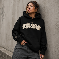 Hoodie Custom Puff Print Berkualitas Tinggi, Berat 380GSM, OEM, MOQ Rendah, Ukuran Besar, Model Kotak, Bordir Logo di Lengan, untuk Pria