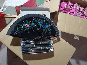 Colorful Hand-painted <b>Wooden</b> Folding Hand Fans 23cm Custom Logo WUYUNG Brand Eco-Friendly Flower Theme Chinese New Year <b>Gift</b> - Product Image 5