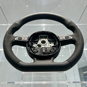 Volant de voiture pour <span class=keywords><strong>Audi</strong></span> R8 <span class=keywords><strong>TT</strong></span> TTS T <span class=keywords><strong>RS</strong></span> A6 A7 A3 A4 A5 Sport à fond plat avec palettes de changement de vitesse en cuir ALCANTARA - Product Image 5