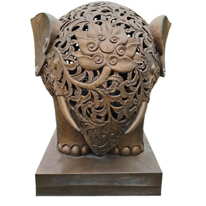 Escultura de Elefante Hueca de Fibra de Vidrio, Estilo Tradicional, Adorno de Jardín para Exteriores, Acabado Pintado Resistente a la Intemperie - Product Image 5