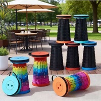 Tabouret pliable télescopique en plastique arc-en-ciel, léger, extensible, portable, pour la pêche, les voyages, le camping en plein air