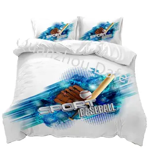 Digital Printed Quilt Cover Pillowcase Bedding Wholesale Baseball 3d Three Sets Printed Bed Sheets Customized Logo Cartoon 60