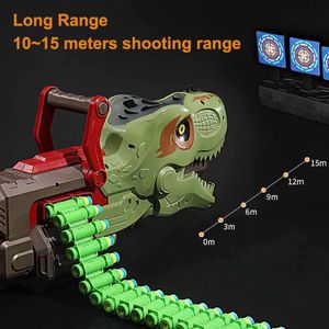 <span class=keywords><strong>Jeux</strong></span> de tir à tête de dinosaure avec brouillard électrique Mitrailleuse automatique Pistolet à balles souples Gatling EVA pour enfants - Product Image 4