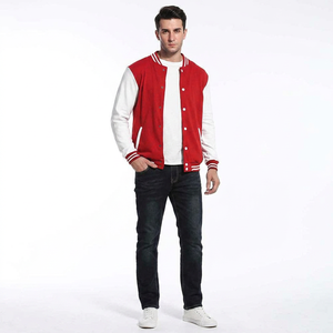 Men's High Street Fashion College Baseball Letterman Varsity <b>Jacket</b> Custom Branding Red <b>White</b> Sleeves Wholesale men's <b>jackets</b> - Product Image 1