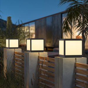 Moderno esterno IP65 impermeabile cancello quadrato recinto <span class=keywords><strong>giardino</strong></span> Post E27 in alluminio nero Villa pilastro luce cortile - Product Image 5
