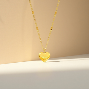 Nuovo modello di gioielli minimalisti Custom 18K <span class=keywords><strong>parole</strong></span> placcate in oro inciso nome alfabeto cuore ciondolo collana - Product Image 6