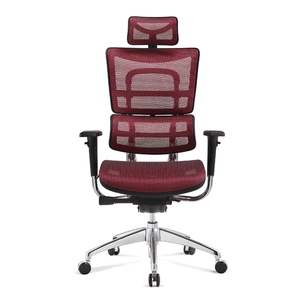Factory Sales Luxury Executive Office Chair High Back Lumbar Support <b>Red</b> Swivel Ergonomic Mesh Adjustable Modern Metal Fabric - Product Image 1