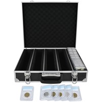 Boîte de rangement et d'exposition portable en aluminium pour pièces de monnaie, 5 rangées, pour collectionner des pièces de monnaie, capacité de 100 PCGS NGC ANACS