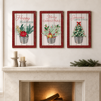 Ensemble d'art mural rustique imprimé Noël, cadre en MDF, pour salon, décoration de maison de vacances – Choix Premium