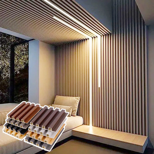 Nội thất trang trí nội thất gỗ hạt WPC tường & Trần Bảng điều khiển trong nhà Gỗ nhựa composite WPC rãnh tường Bảng điều khiển Ốp - Product Image 1