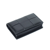 Dompet Kulit Kecil Wanita Terlaris Desain Tiga Lapis Terbuat dari Kulit Asli Anyaman Tangan Lipat dan Kantong Koin