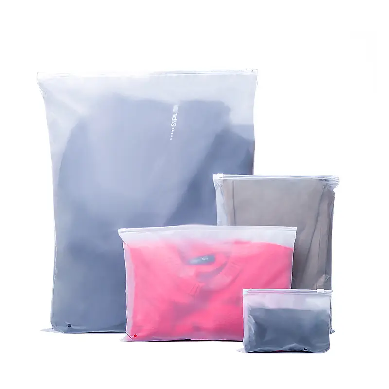 Hot Selling Transparent Zipper bags PE frosted matte black clothing zip lock custom plastic bag packaging for Garment