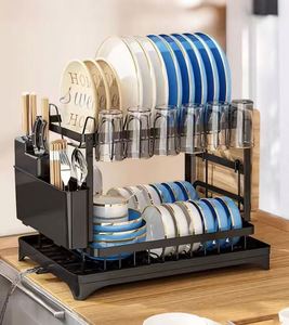 Escurridor De Platos Abtropfgestell Dish Drainer <b>Kitchen</b> Dish Drying <b>Storage</b> Holder Stand Rack Dishrack With Drain Cupholders - Product Image 1