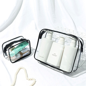 Transparent Pvc Cosmetic Bag Rectangle Waterproof <b>Storage</b> <b>Toiletry</b> Bag For Travel Cycling Outdoor Use 1-3L Solid Color - Product Image 4