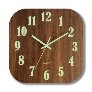 นาฬิกาแขวนผนังทรงสี่เหลี่ยม ทำจากไม้ทั้งชิ้น ตัวเลขเรืองแสงในที่มืด ดีไซน์ทันสมัย ดู<span class=keywords><strong>รีวิว</strong></span>จากร้านค้า - Product Image 1