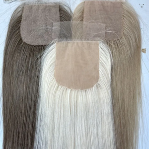Fermeture de base en soie prête à expédier pour système d'intégration de maille Topper de base en soie de cheveux humains vierges européens pour les femmes maille pour les cheveux - Product Image 4