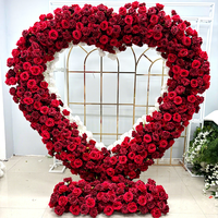 Meilleure vente proposition Roses arc fleurs Arrangements fleur florale artificielle en forme de coeur pour mariage événement toile de fond décor
