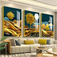 Impression d'art mural en porcelaine de cristal abstraite moderne de luxe nordique personnalisée de 3 pièces pour la décoration intérieure de salon contemporain
