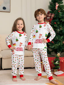 New Polyester Women Men Home Dress Kid Baby Sleepwear Santa Cartoon Allover Print Family <strong>Pet</strong> Christmas Pajamas Outfit - Product Image 3