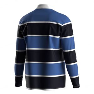 Camisa de Rugby a Rayas de Manga Larga con Cuello Polo para Hombre, Corte Clásico, para Uso Diario y Entrenamiento - Product Image 4