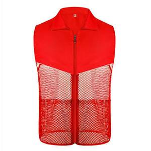 Chaleco de malla transpirable con cuello para verano, naranja, poliéster, para trabajo, deportes al aire libre - Product Image 2
