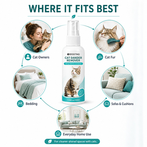 Spray Eliminador de Caspa de Gato con Extracto de Plantas Suaves, Sin Alcohol, 100 ml, Reduce el Olor de Mascotas, Suaviza el Pelo del Gato, con Logotipo Personalizado - Product Image 3