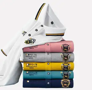 Kaus Polo pria lengan pendek, kaus Golf bergaris perusahaan manufaktur kualitas tinggi