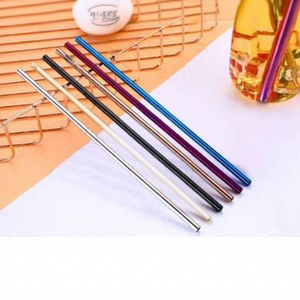 Pajitas Reutilizables de Metal, Paquete de 5, Accesorios Modernos para Bar de Cócteles, Plateadas, Negras, Púrpuras, Azules, Blancas - Product Image 1